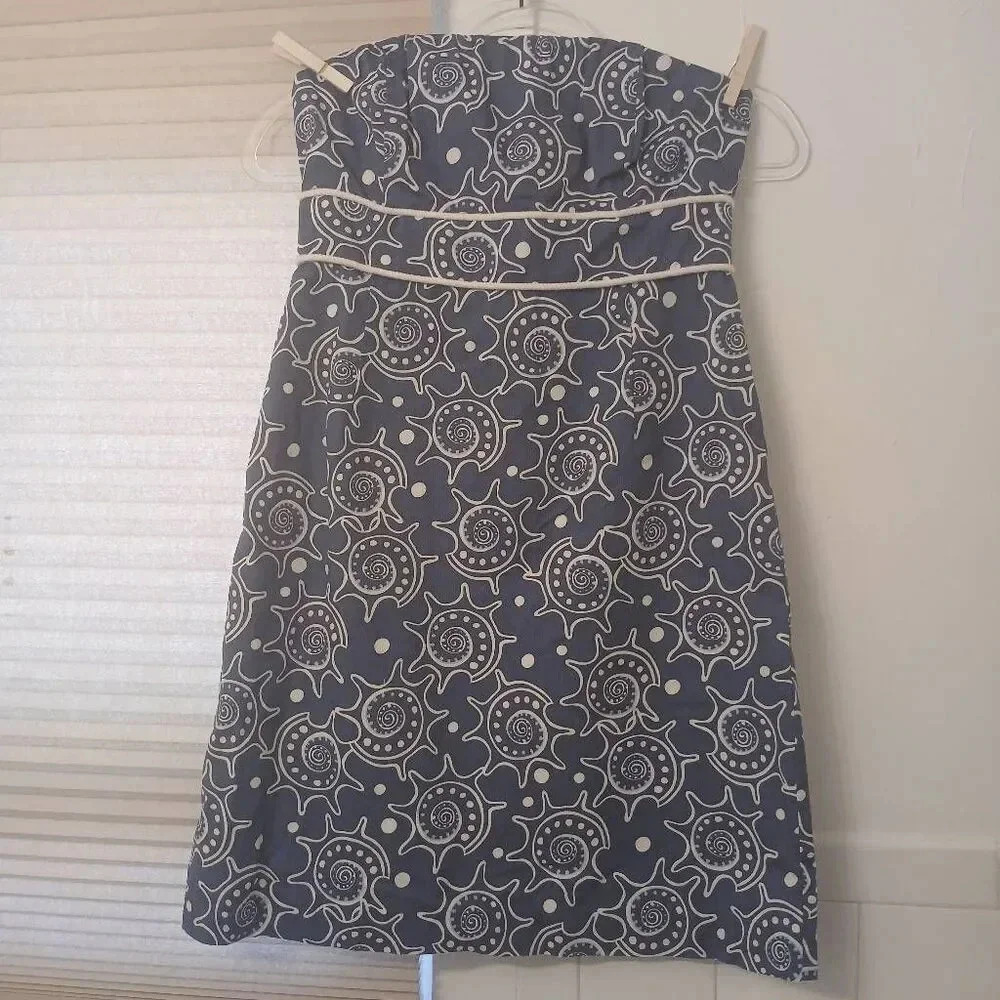 VINEYARD VINES LADIES STRAPLESS COASTAL NAUTICAL BLUE/WHITE SIZE 4 PREPPY RESORT